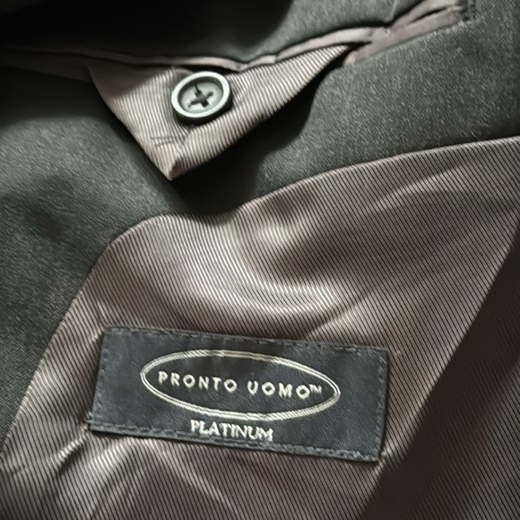Pronto Uomo Platinum Black 100% wool two button front blazer Sz 44R - Picture 4 of 6